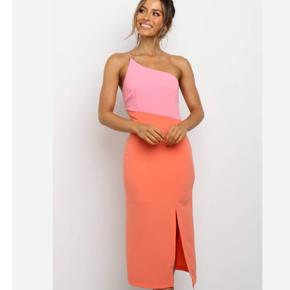 Petal & Pup Pink and Orange Midi Dress